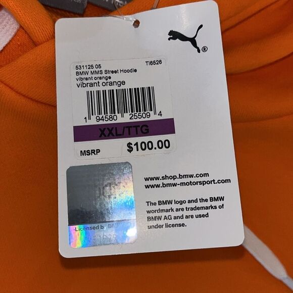 New Vibrant Orange Puma BMW Motorsport MMS Street Hoodie Hooded sweatshirt XXL - Picture 8 of 8